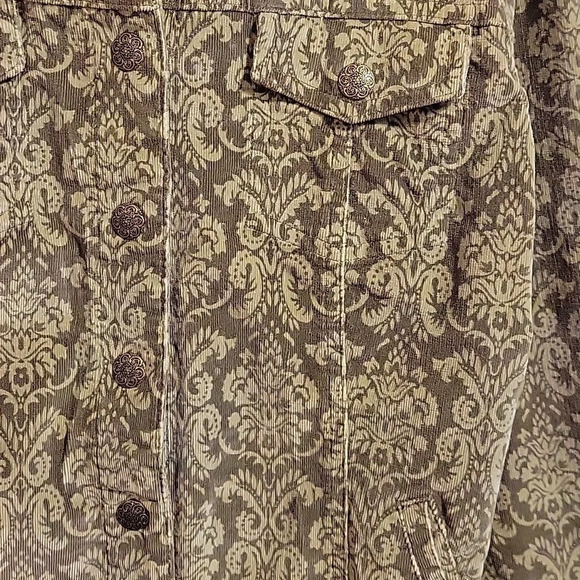 Never Worn Dress Barn Women's Button Up‎ Corduroy Green Print Jacket Size M - Picture 2 of 6